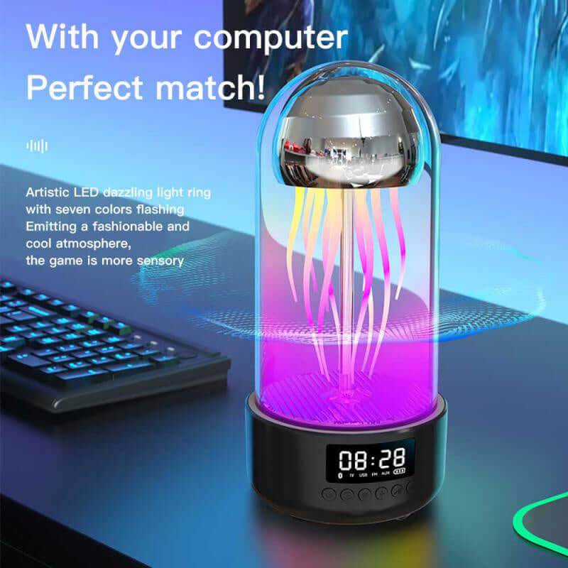 Creatieve 3in1 Kleurrijke Medusa Lamp Met Klok Luminous Draagbare Stereo Ademhalingslicht Slimme Decoratie Bluetooth Speaker