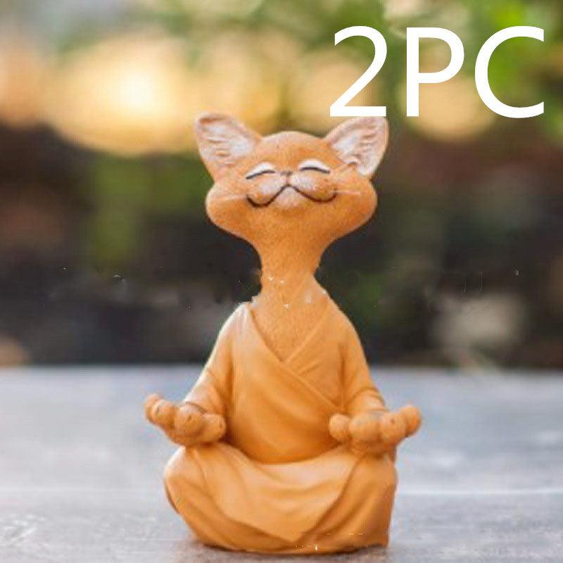 Speelse Zwarte Boeddha Kat Figuur Meditatie Yoga Verzamelen Blije Kat Decor Thuis Tuin Decoratie Tuin Ornament