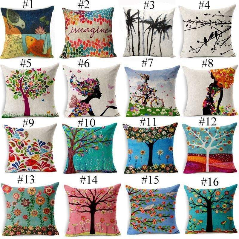 Floral Animal Tree of Life Bird Back Home Decorative Pillowcase