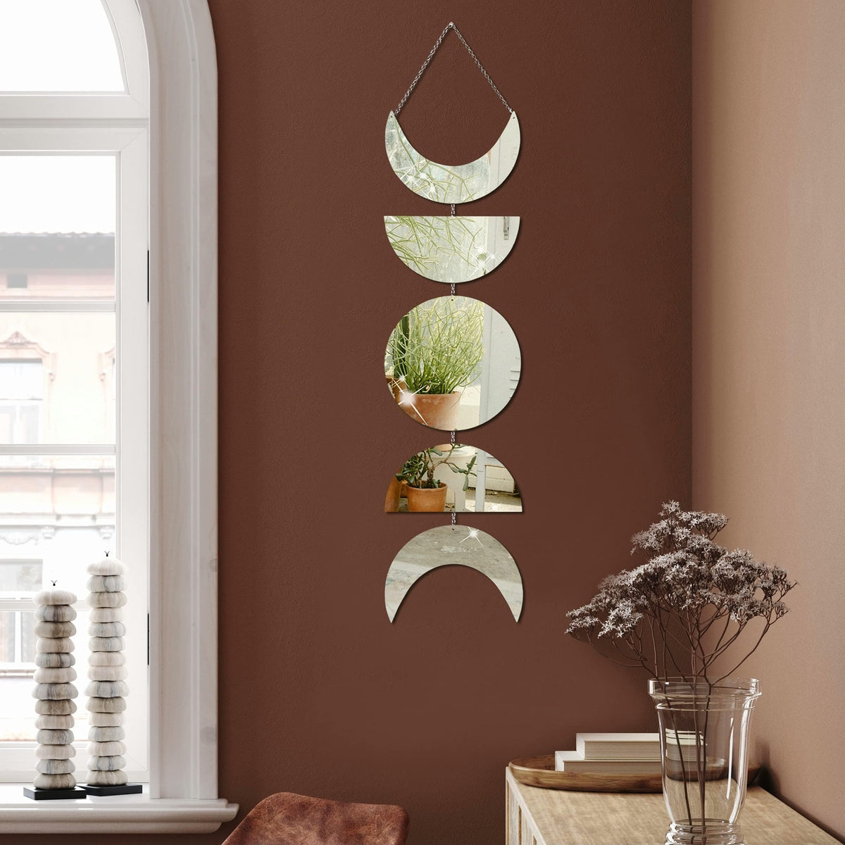 Troscana | Maanfasen spiegel wandhangend